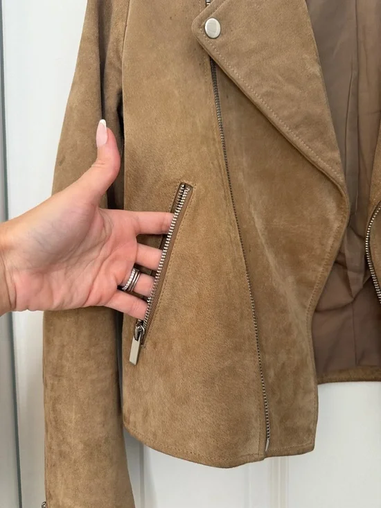 Mango Suede Biker Jacket in Camel - Picture 12 of 13